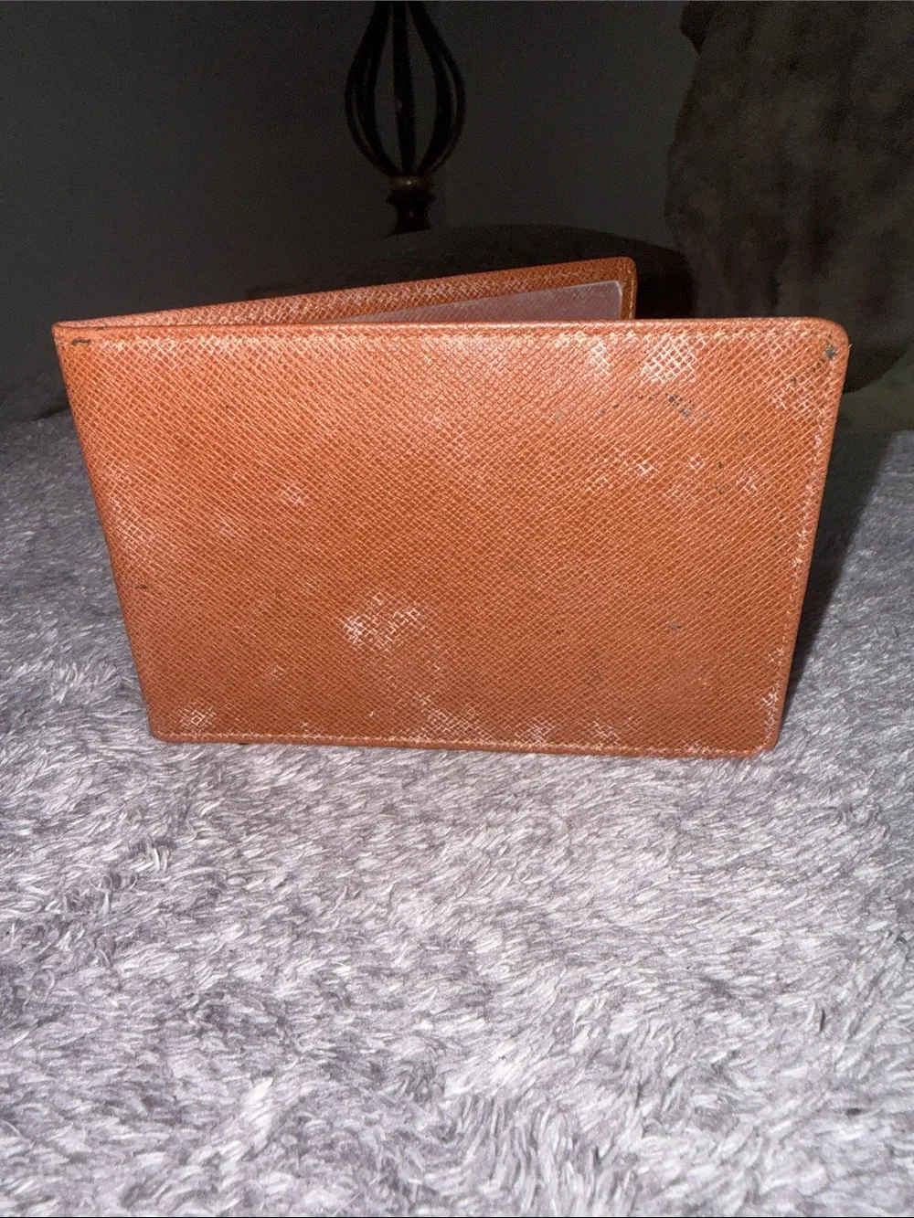 Vintage Louis Vuitton Taiga Leather Bifold Photo ID Card Holder Brown